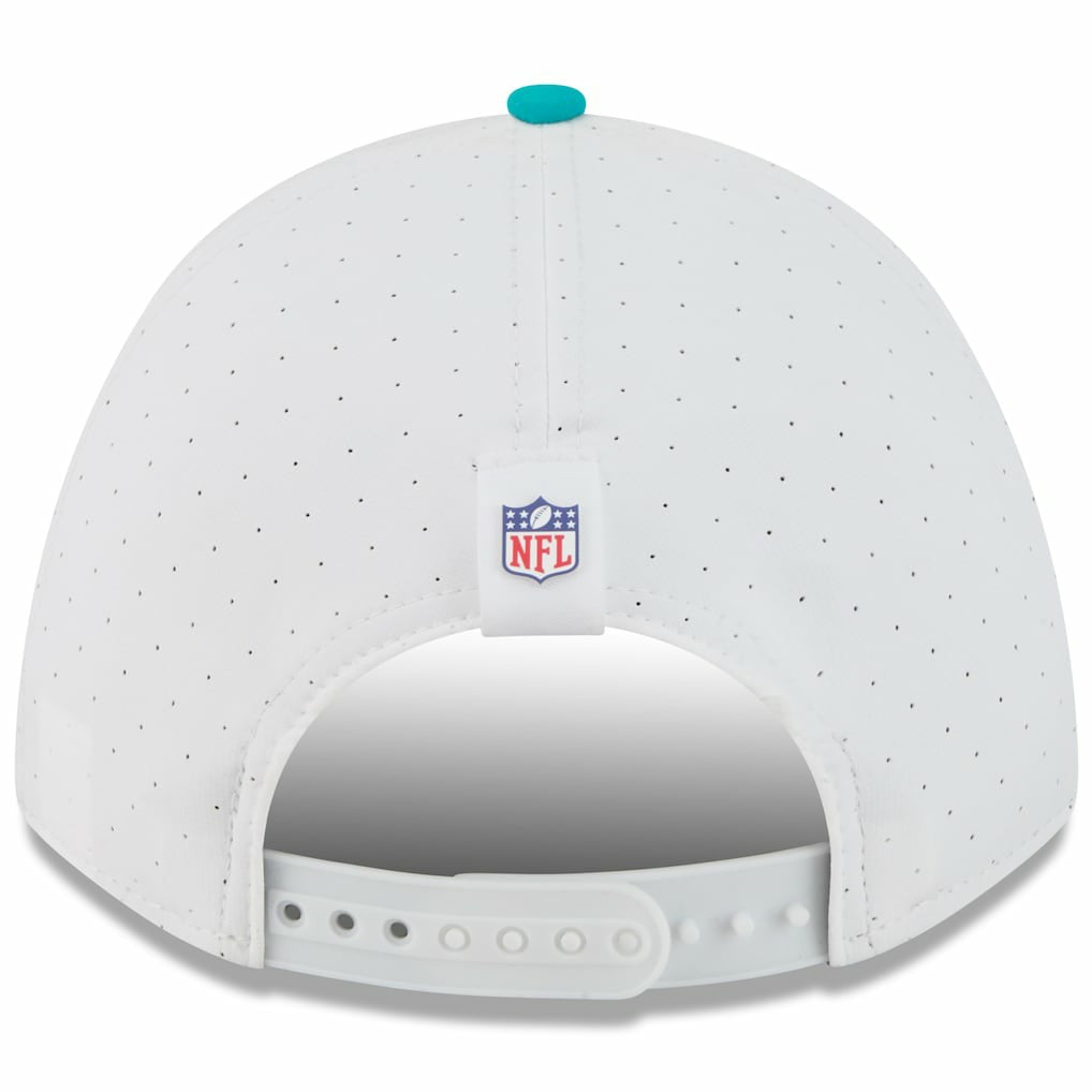 Miami Dolphins New Era Youth 2025 NFL Training Camp A-Frame 9FORTY Adjustable Hat White/Aqua