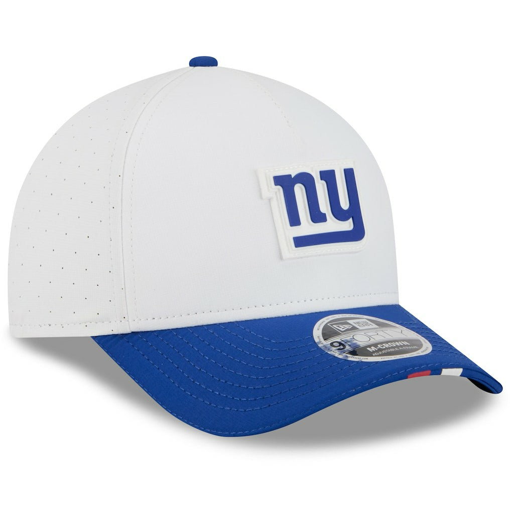 New York Giants New Era Youth 2025 NFL Training Camp A-Frame 9FORTY Adjustable Hat White/Royal