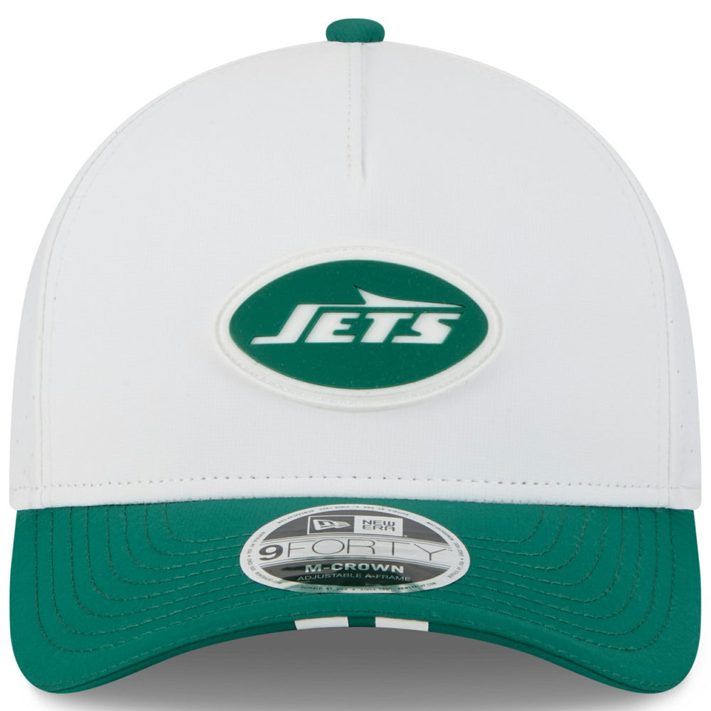 New York Jets New Era Youth 2025 NFL Training Camp A-Frame 9FORTY Adjustable Hat White/Green