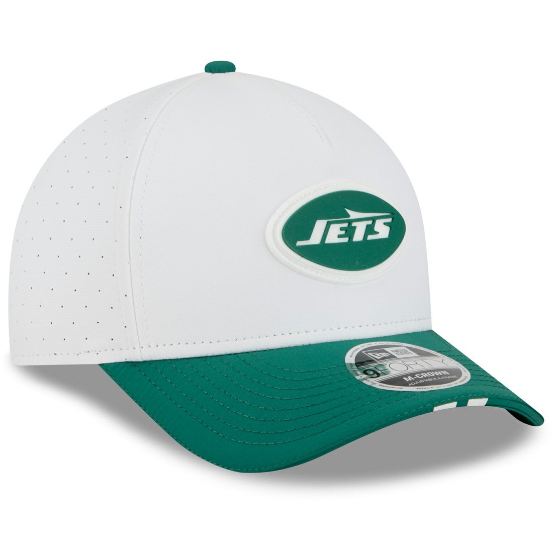 New York Jets New Era Youth 2025 NFL Training Camp A-Frame 9FORTY Adjustable Hat White/Green
