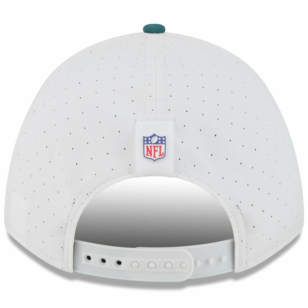 Philadelphia Eagles New Era Youth 2025 NFL Training Camp A-Frame 9FORTY Adjustable Hat White/Midnight Green