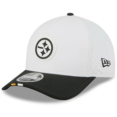 Pittsburgh Steelers New Era Youth 2025 NFL Training Camp A-Frame 9FORTY Adjustable Hat White/Black