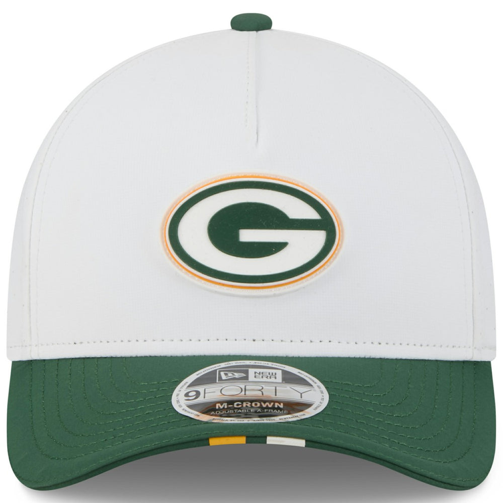 Green Bay Packers New Era Youth 2025 NFL Training Camp A-Frame 9FORTY Adjustable Hat White/Green