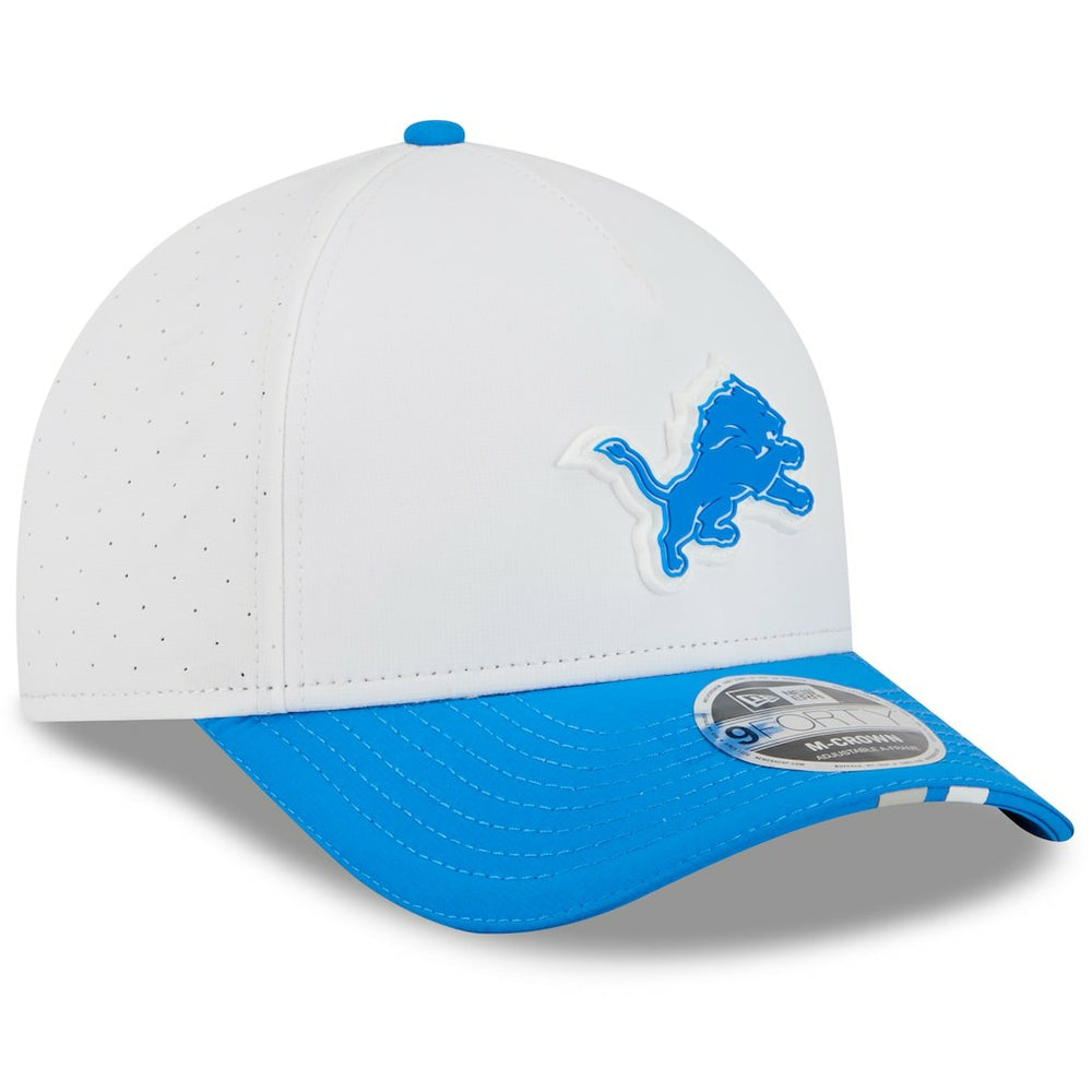 Detroit Lions New Era Youth 2025 NFL Training Camp A-Frame 9FORTY Adjustable Hat White/Blue
