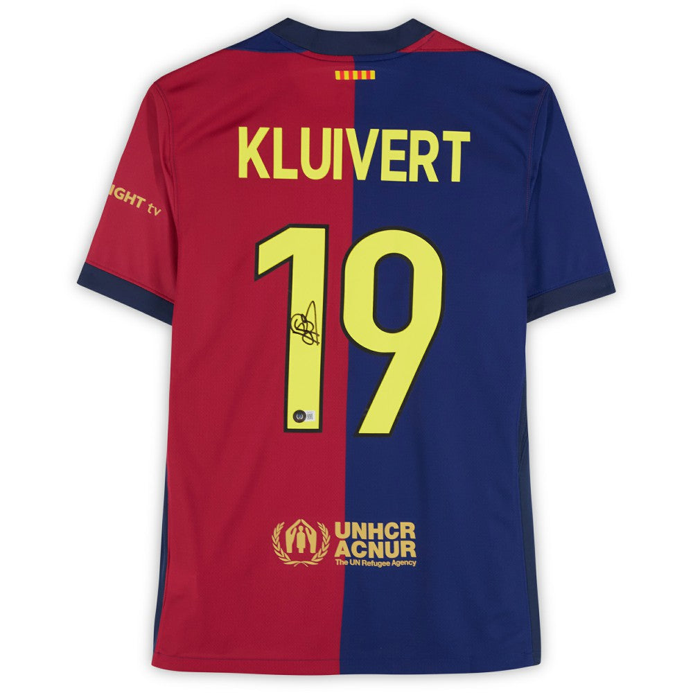 Patrick Kluivert Barcelona Autographed 2024-25 Red/Blue Home Jersey BAS