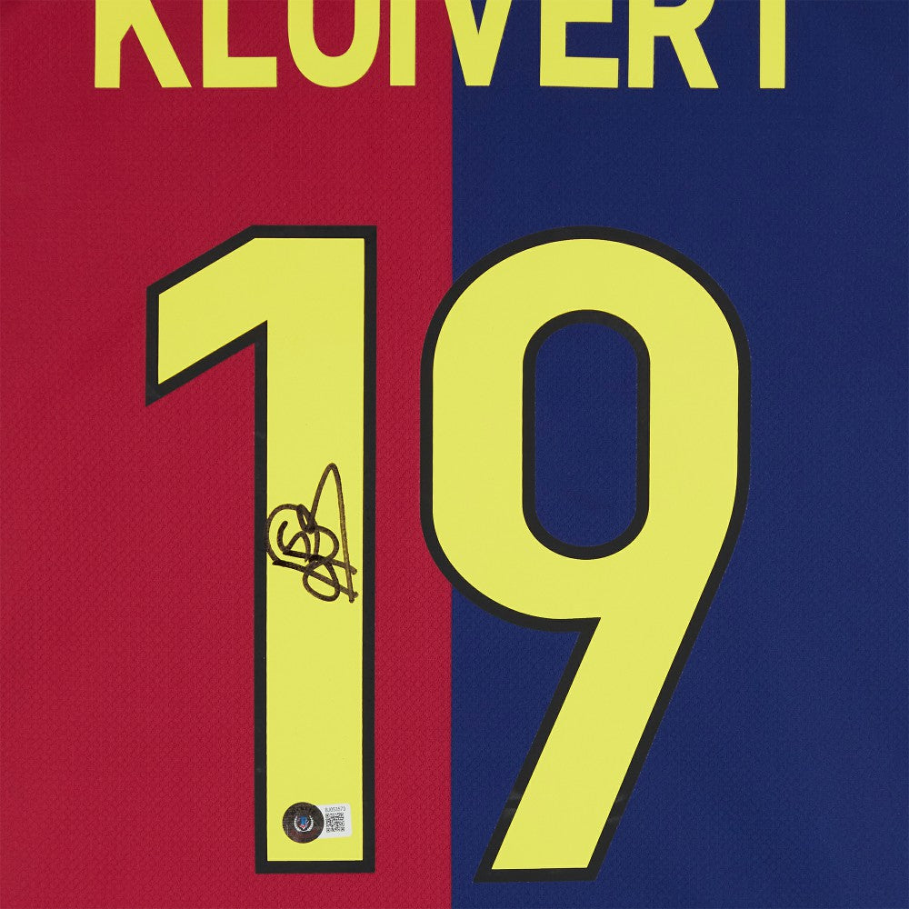 Patrick Kluivert Barcelona Autographed 2024-25 Red/Blue Home Jersey BAS