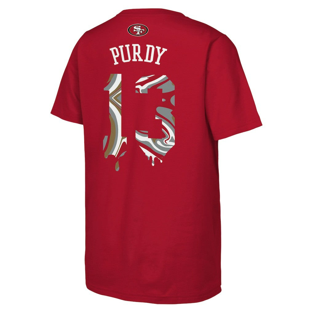Brock Purdy San Francisco 49ers Outerstuff Youth Mainliner Drip Player Name & Number T-Shirt Scarlet