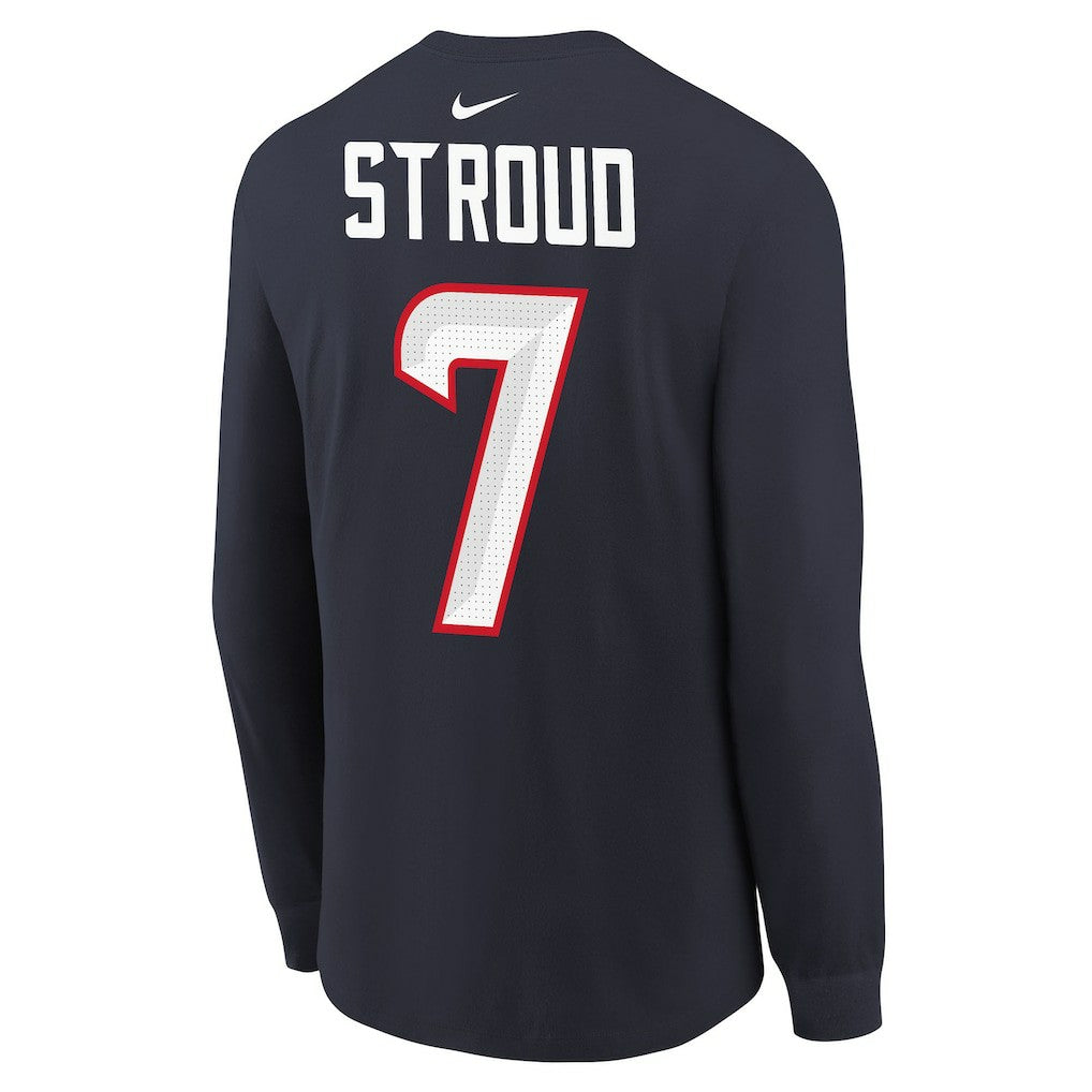 C.J. Stroud Houston Texans Youth Player Name & Number Long Sleeve T-Shirt Navy