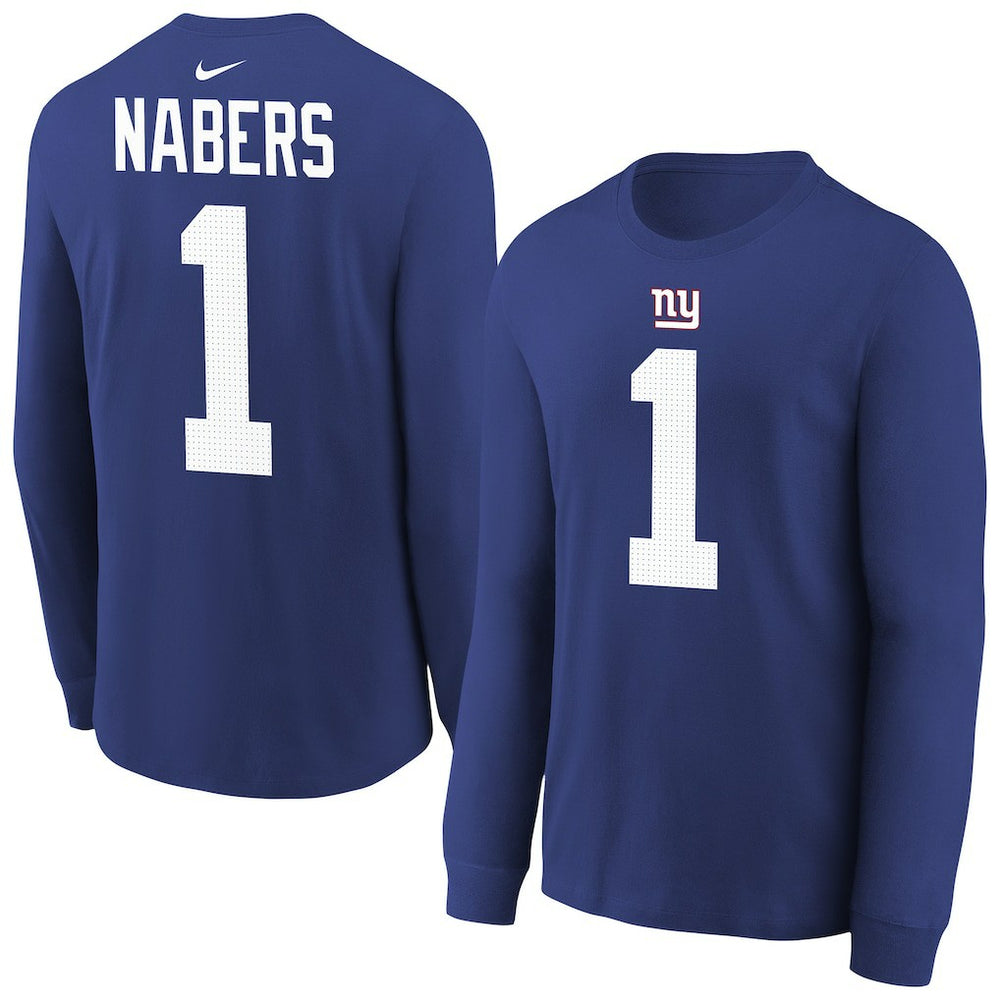 Malik Nabers New York Giants Youth Player Name & Number Long Sleeve T-Shirt Royal