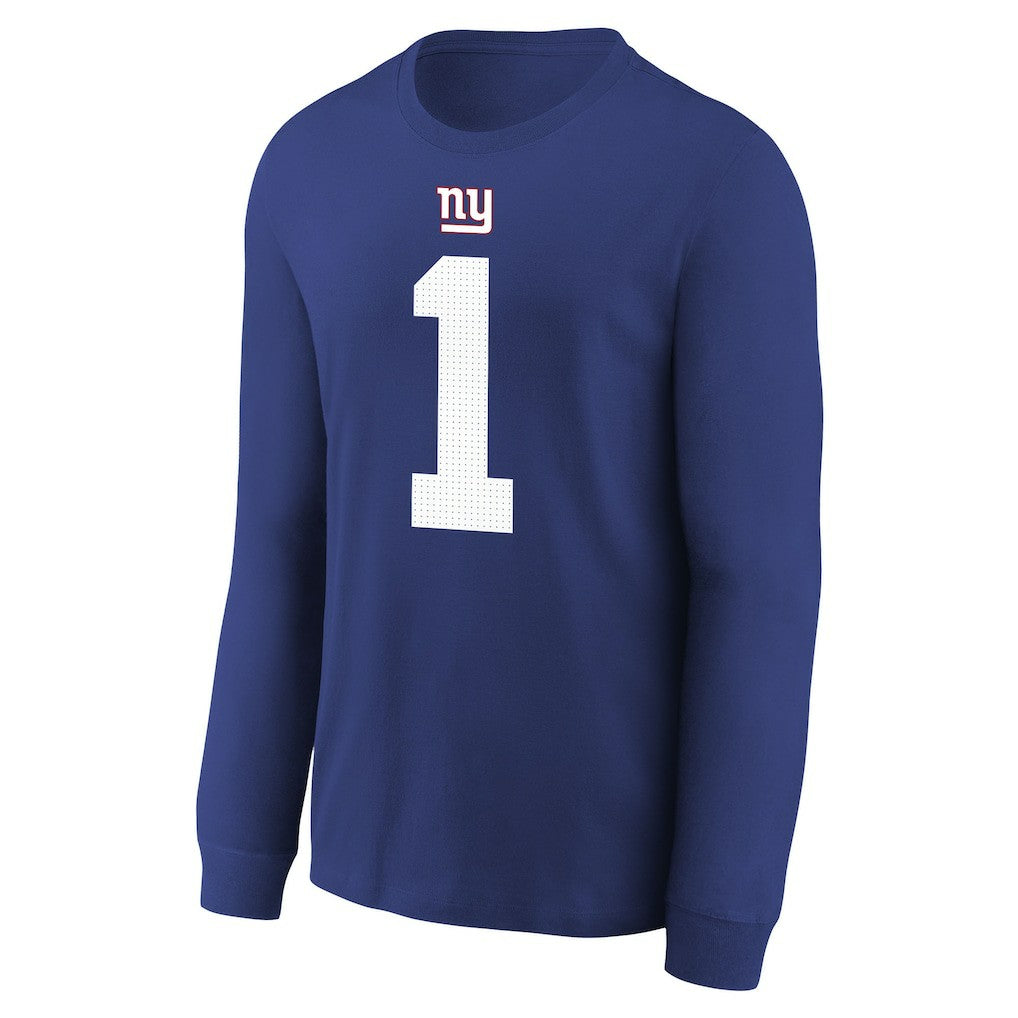 Malik Nabers New York Giants Youth Player Name & Number Long Sleeve T-Shirt Royal