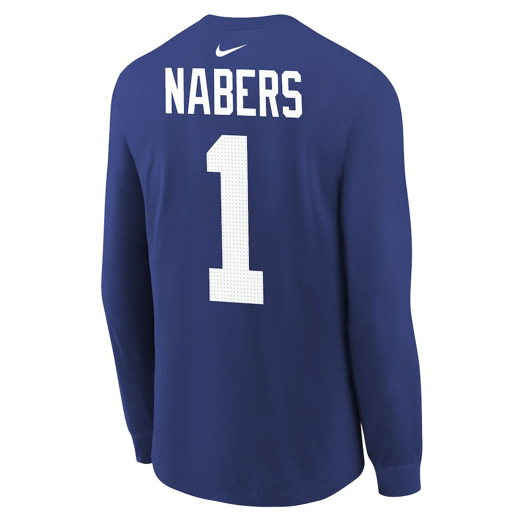 Malik Nabers New York Giants Youth Player Name & Number Long Sleeve T-Shirt Royal