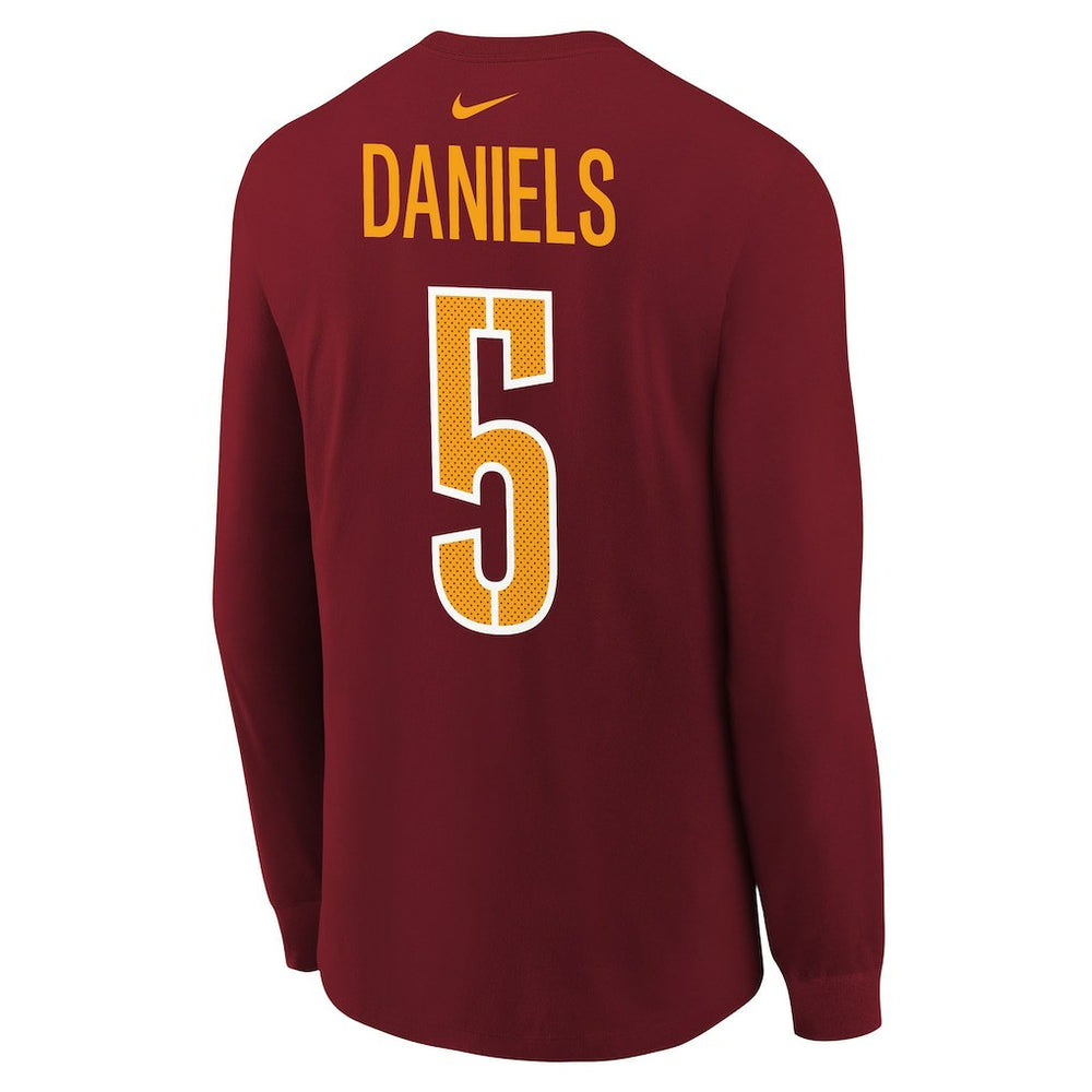 Jayden Daniels Washington Commanders Youth Player Name & Number Long Sleeve T-Shirt Burgundy