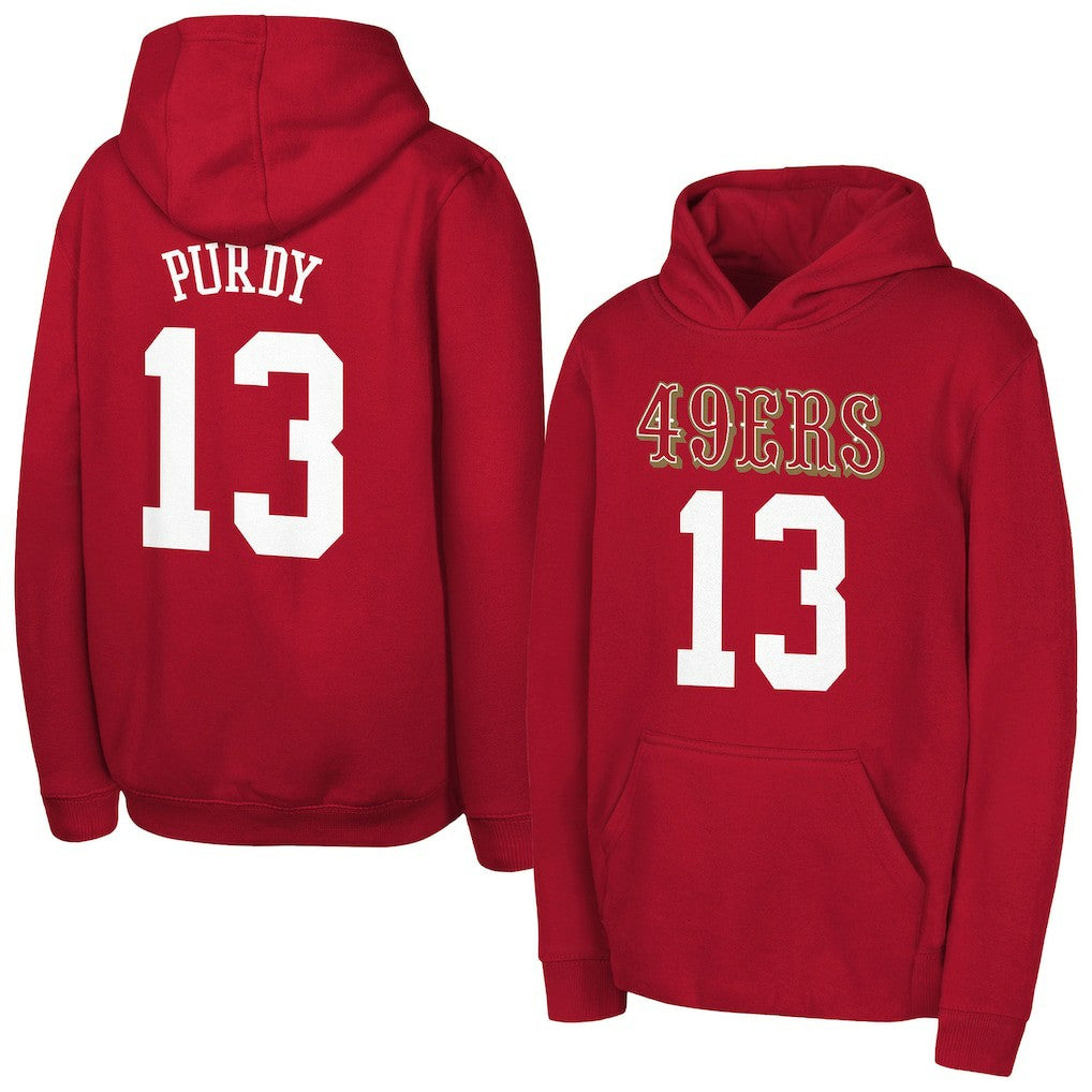 Brock Purdy San Francisco 49ers Outerstuff Mainliner Player Name & Number Hoodie Scarlet