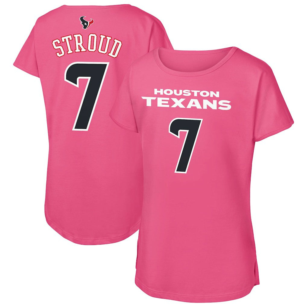 C.J. Stroud Houston Texans Outerstuff Girls Youth Player Name & Number T-Shirt Pink
