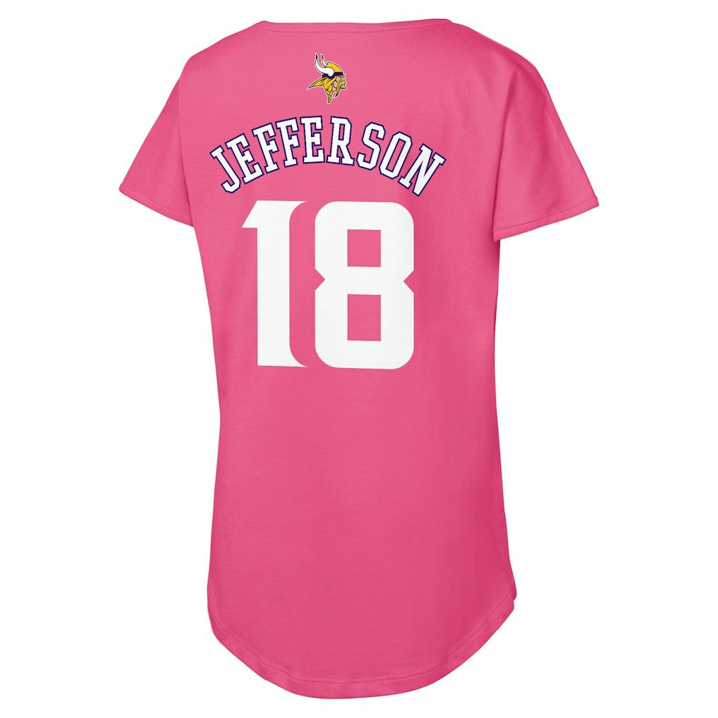 Justin Jefferson Minnesota Vikings Outerstuff Girls Youth Player Name & Number T-Shirt Pink