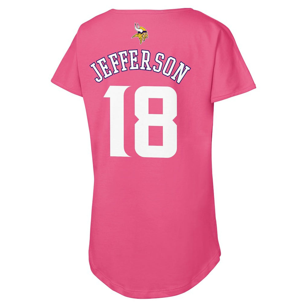 Justin Jefferson Minnesota Vikings Outerstuff Girls Youth Player Name & Number T-Shirt Pink