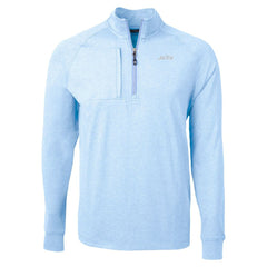 New York Jets Cutter & Buck Raglan Adapt Eco Knit Heather Quarter-Zip Top Powder Blue