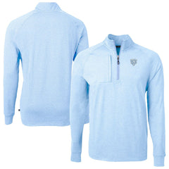 Chicago Bears Cutter & Buck Raglan Adapt Eco Knit Heather Quarter-Zip Top Powder Blue