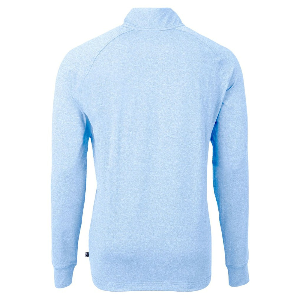 Carolina Panthers Cutter & Buck Raglan Adapt Eco Knit Heather Quarter-Zip Top Powder Blue