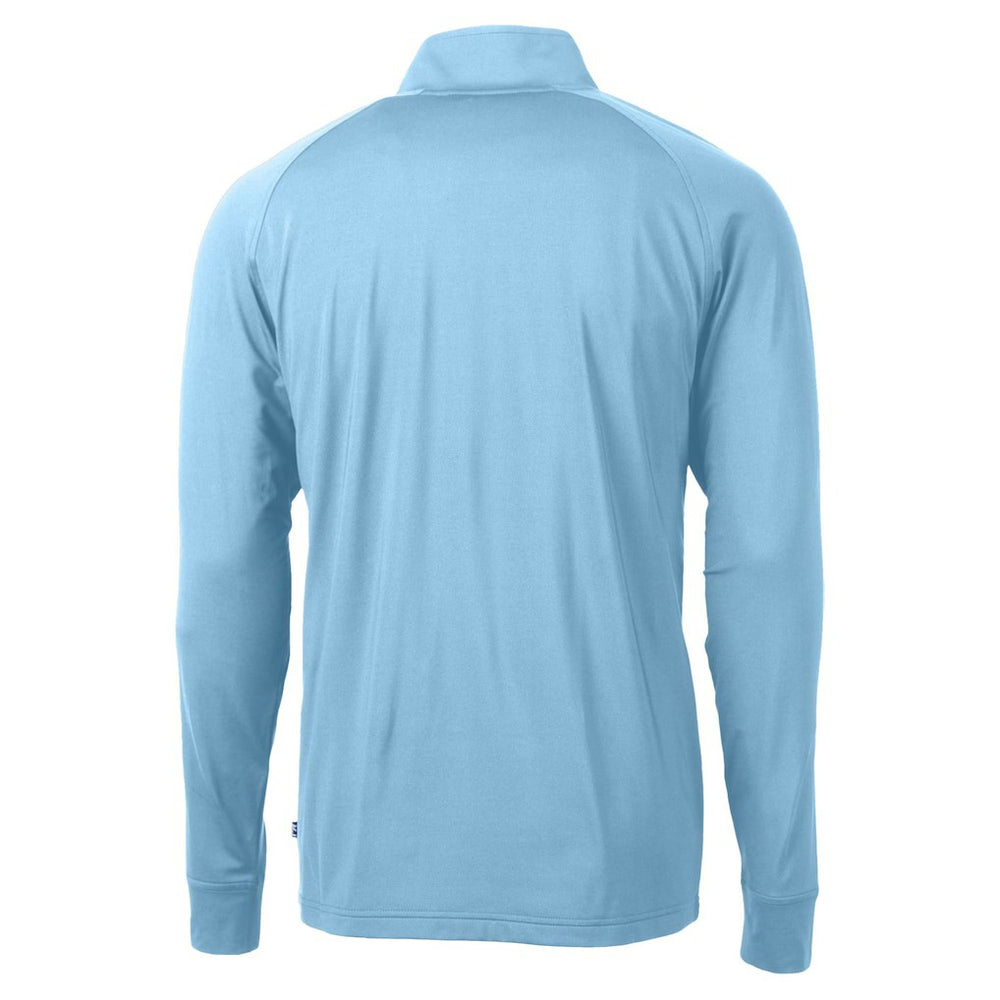 Philadelphia Eagles Cutter & Buck Raglan Adapt Eco Knit Stretch Recycled Quarter-Zip Top Powder Blue