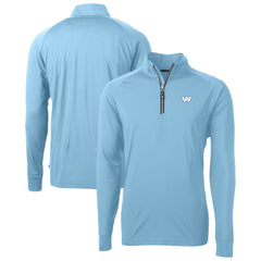 Washington Commanders Cutter & Buck Raglan Adapt Eco Knit Stretch Recycled Quarter-Zip Top Powder Blue