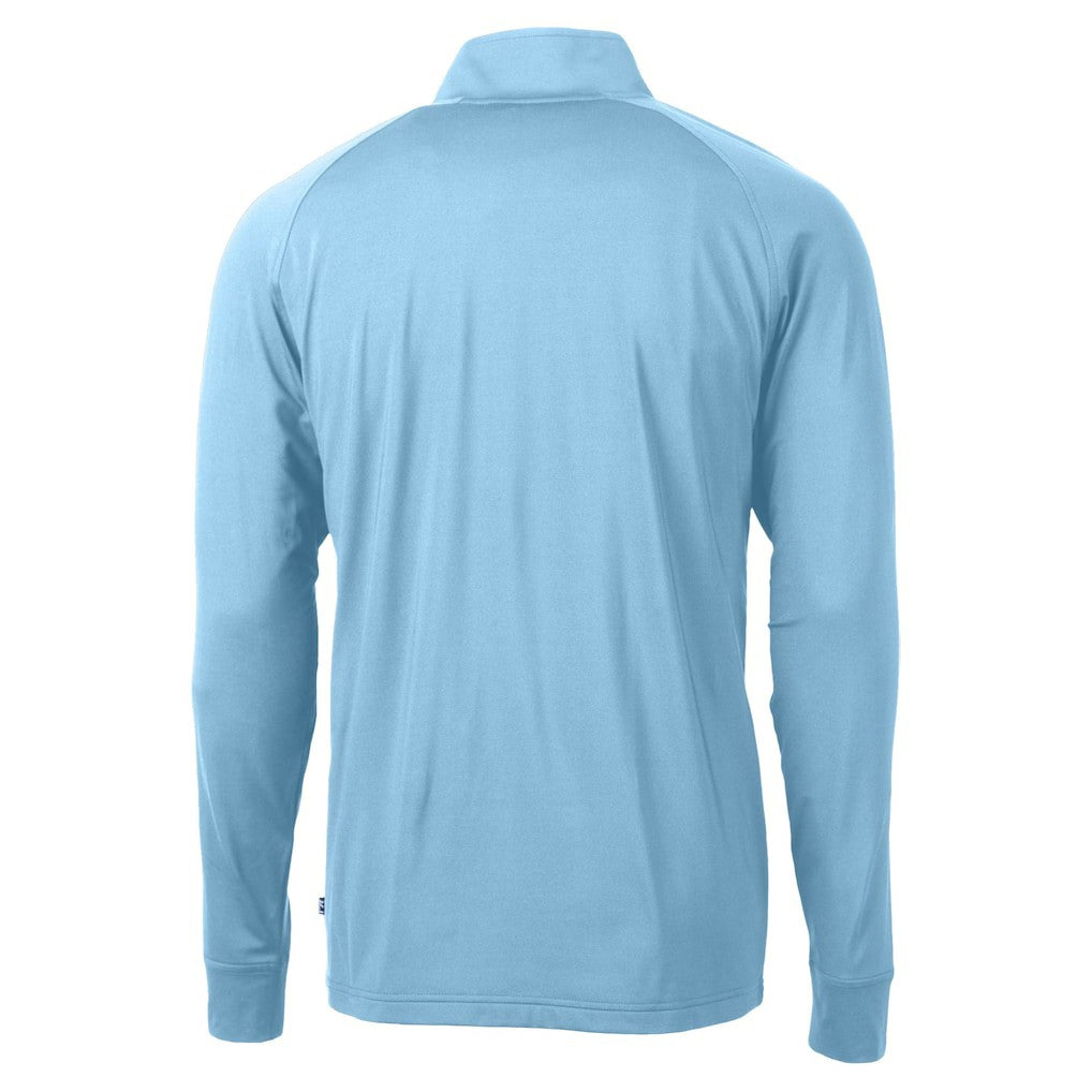 San Francisco 49ers Cutter & Buck Raglan Adapt Eco Knit Stretch Recycled Quarter-Zip Top Powder Blue