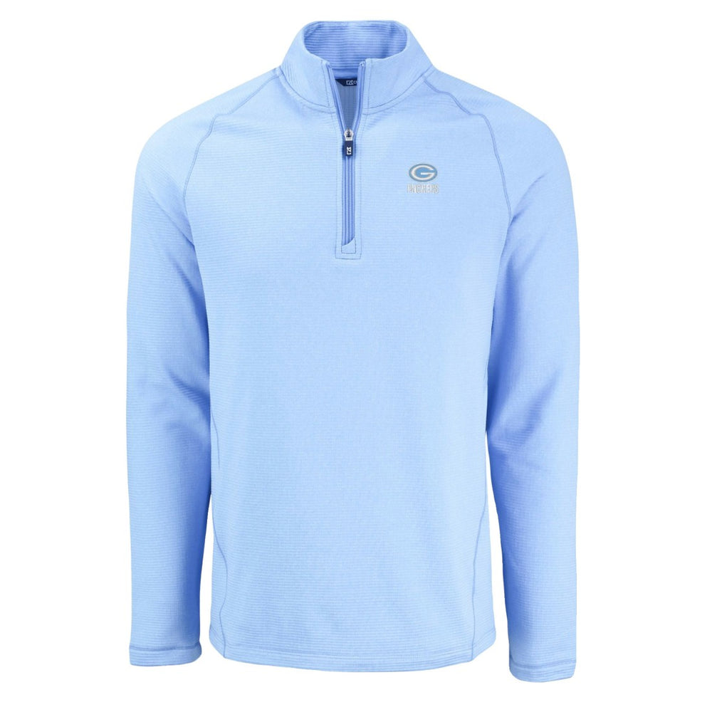 Green Bay Packers Cutter & Buck Peshastin Eco Fleece Recycled Raglan Quarter-Zip Top Powder Blue