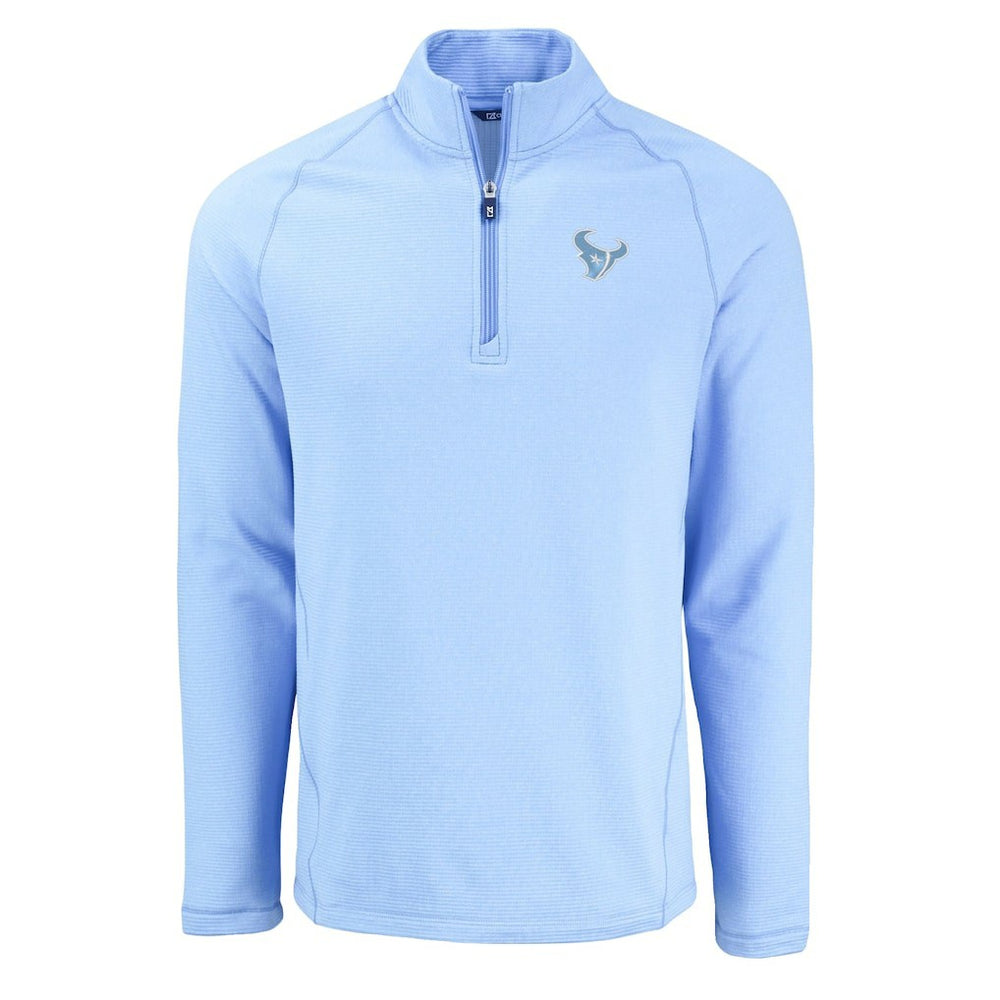 Houston Texans Cutter & Buck Peshastin Eco Fleece Recycled Raglan Quarter-Zip Top Powder Blue