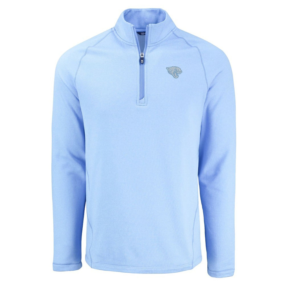 Jacksonville Jaguars Cutter & Buck Peshastin Eco Fleece Recycled Raglan Quarter-Zip Top Powder Blue