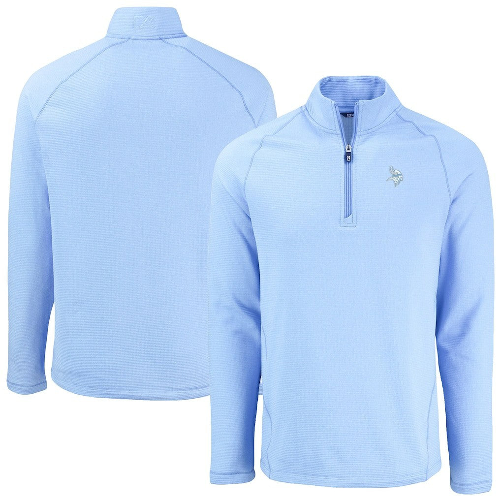Minnesota Vikings Cutter & Buck Peshastin Eco Fleece Recycled Raglan Quarter-Zip Top Powder Blue