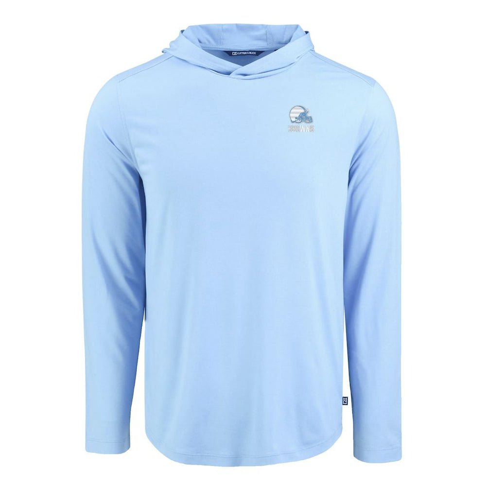 Cleveland Browns Men's Cutter & Buck Coastline Epic Comfort Eco Recycled Hooded Shirt Powder Blue