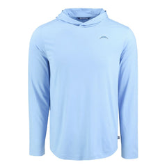 Los Angeles Chargers Men's Cutter & Buck Coastline Epic Comfort Eco Recycled Men's Hooded Shirt Powder Blue