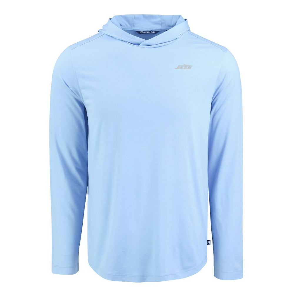 New York Jets Men's Cutter & Buck Coastline Epic Comfort Eco Recycled Men's Hooded Shirt Powder Blue