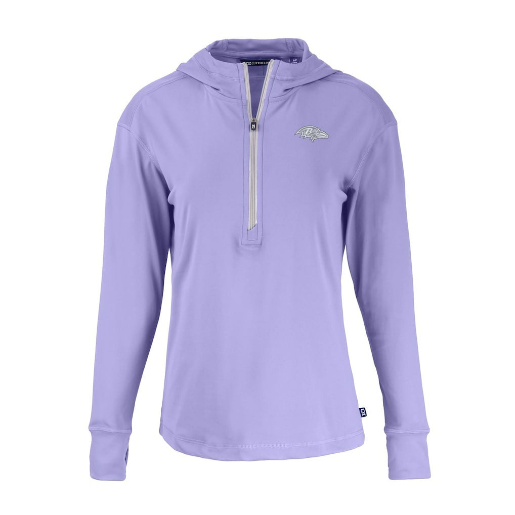 Baltimore Ravens Cutter & Buck Women's Daybreak Eco Recycled Half-Zip Hoodie Purple