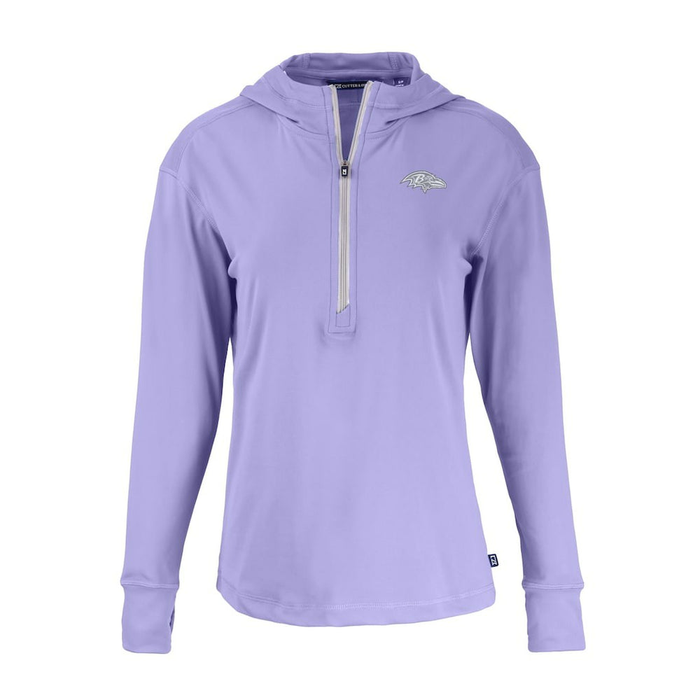 Baltimore Ravens Cutter & Buck Women's Daybreak Eco Recycled Half-Zip Hoodie Purple
