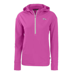 Baltimore Ravens Cutter & Buck Women's Daybreak Eco Recycled Half-Zip Hoodie Pink