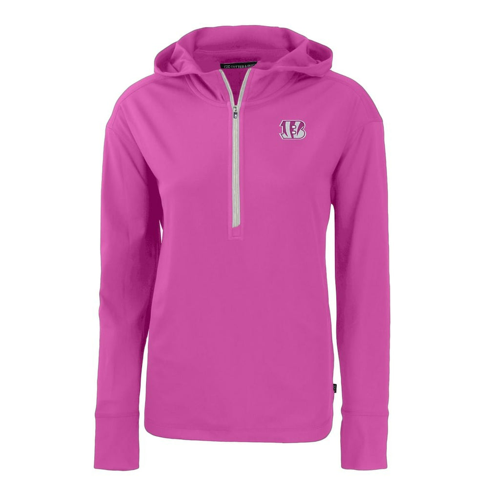 Cincinnati Bengals Cutter & Buck Women's Daybreak Eco Recycled Half-Zip Hoodie Pink