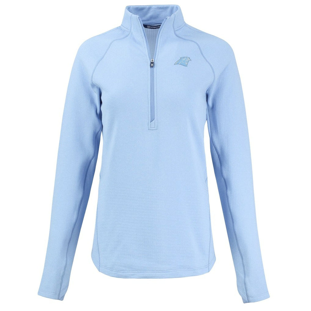 Carolina Panthers Cutter & Buck Women's Peshastin Eco Fleece Recycled Half-Zip Top Powder Blue