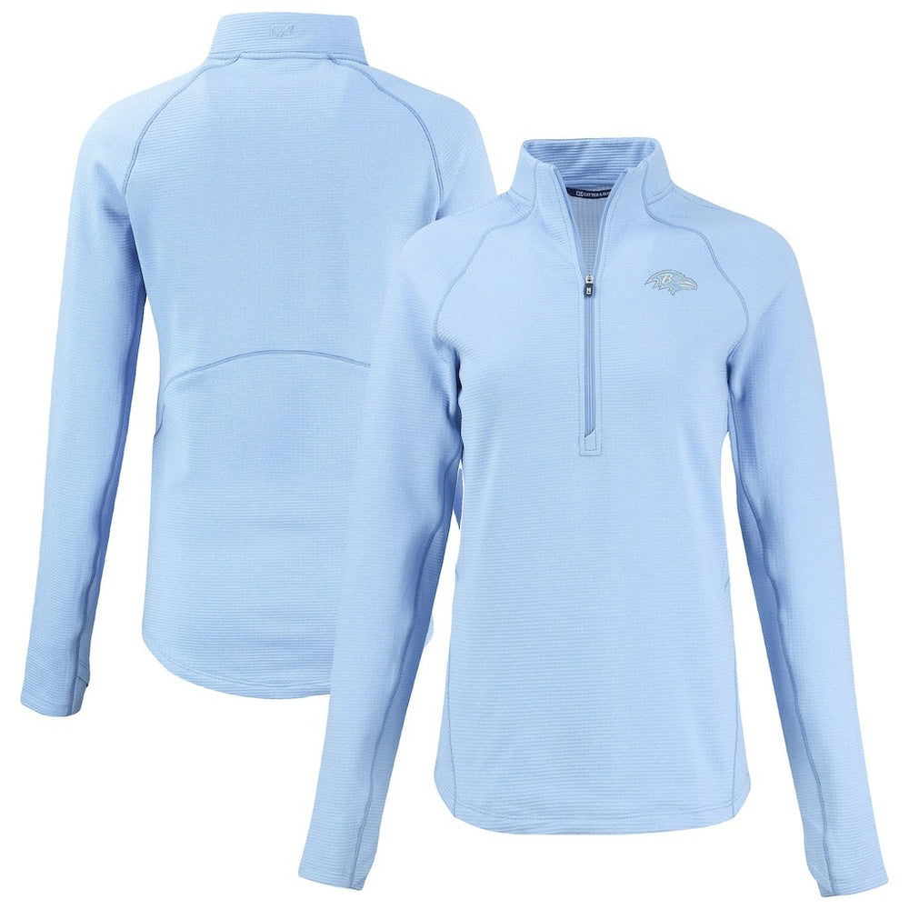 Baltimore Ravens Cutter & Buck Women's Peshastin Eco Fleece Recycled Half-Zip Top Powder Blue