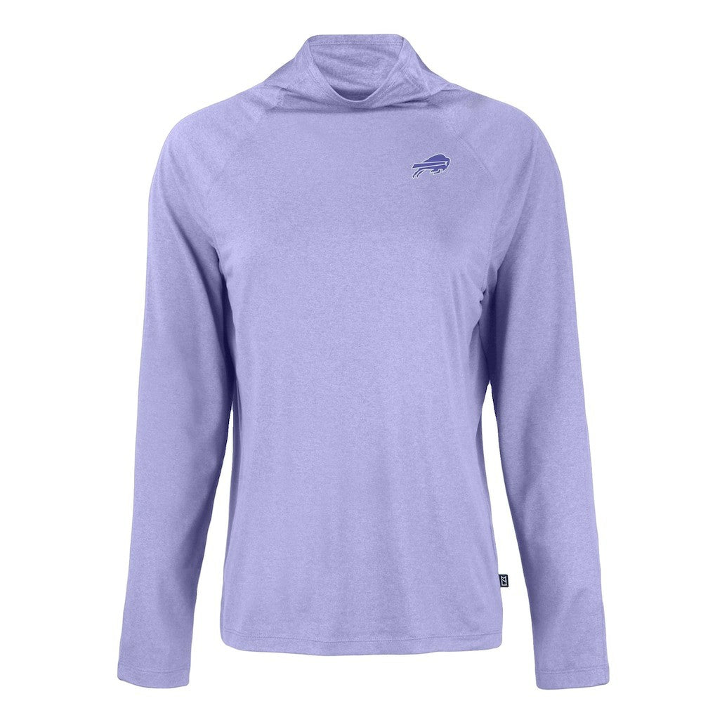 Buffalo Bills Cutter & Buck Women's Coastline Epic Comfort Eco Recycled Funnel Neck Pullover Top Lavender