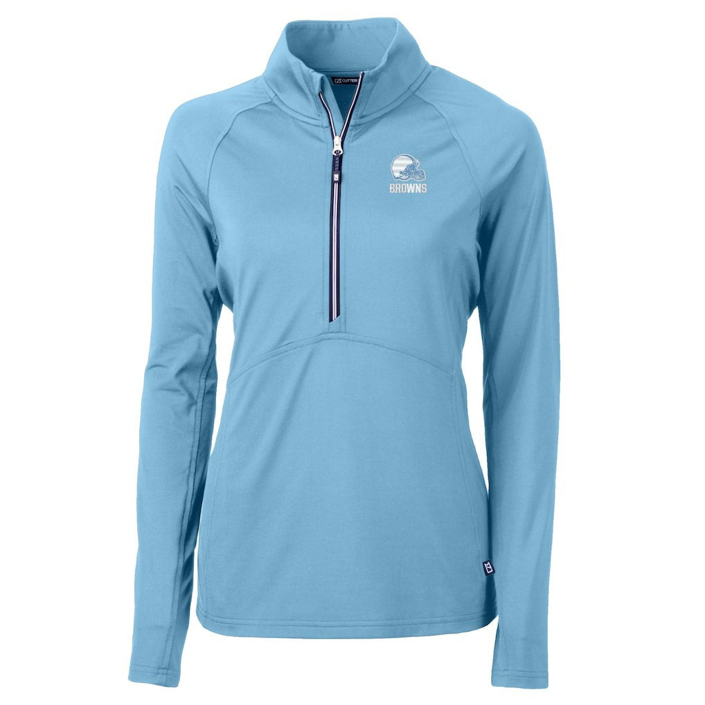Cleveland Browns Cutter & Buck Women's Adapt Eco Knit Stretch Recycled Half-Zip Top Powder Blue