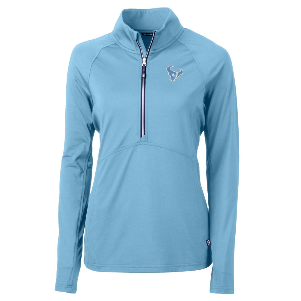 Houston Texans Cutter & Buck Women's Adapt Eco Knit Stretch Recycled Half-Zip Top Powder Blue