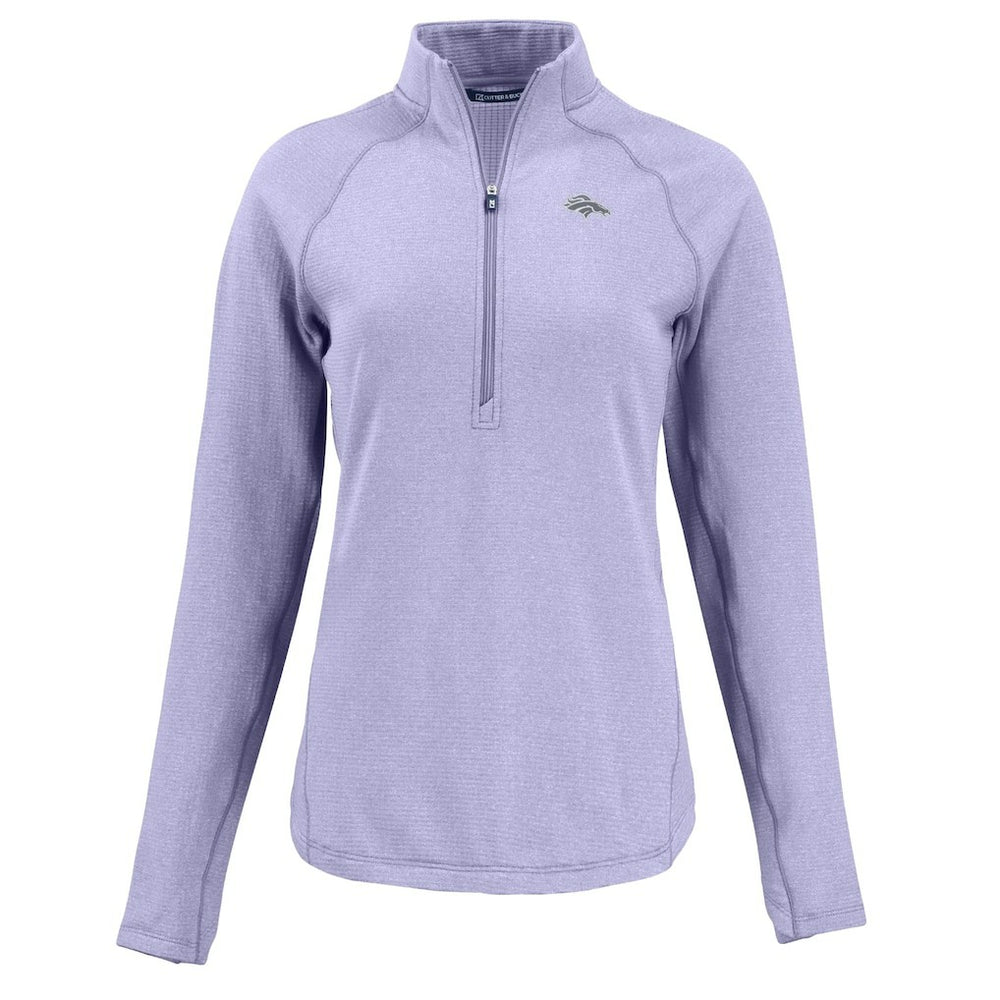 Denver Broncos Cutter & Buck Women's Peshastin Eco Fleece Recycled Half-Zip Top Purple