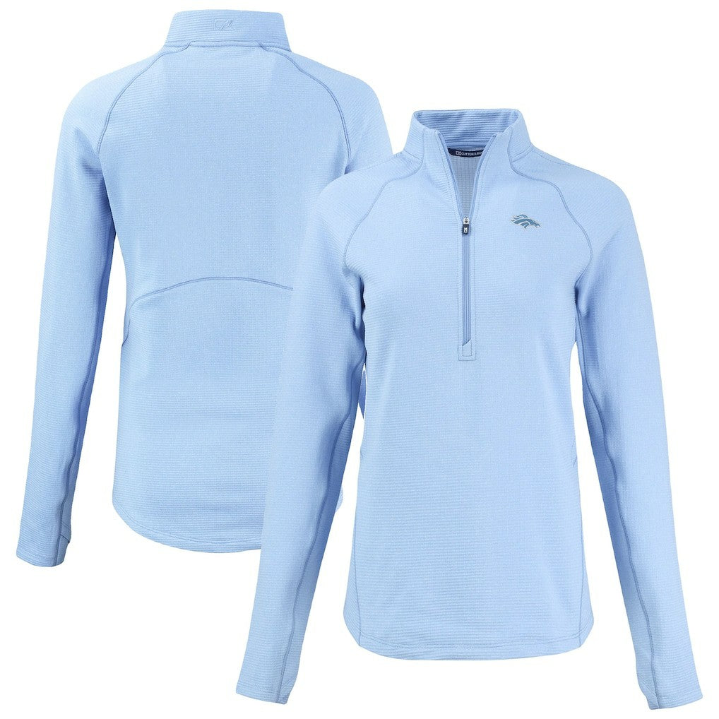 Denver Broncos Cutter & Buck Women's Peshastin Eco Fleece Recycled Half-Zip Top Powder Blue