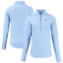 Las Vegas Raiders Cutter & Buck Women's Peshastin Eco Fleece Recycled Half-Zip Top Powder Blue