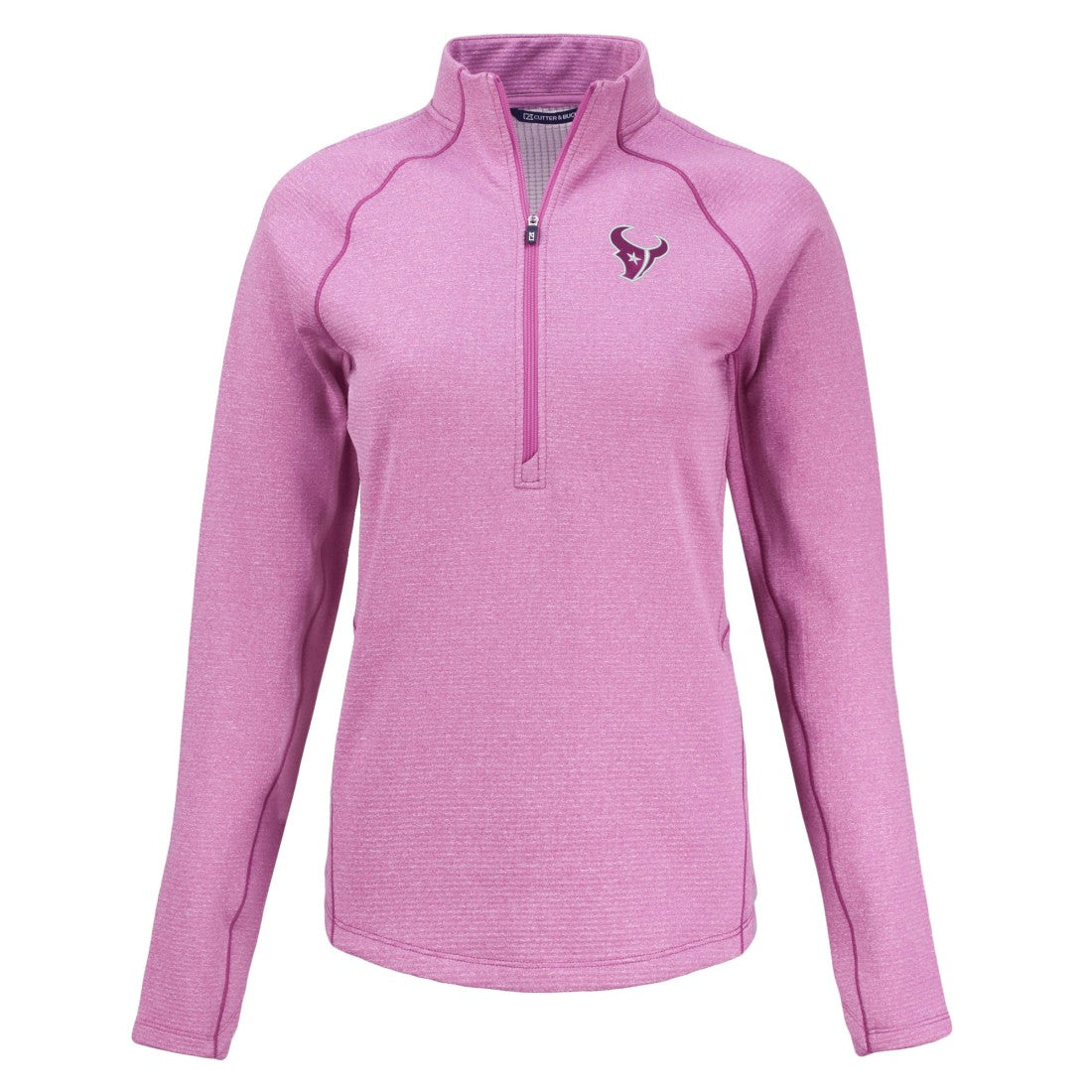 Houston Texans Cutter & Buck Women's Peshastin Eco Fleece Recycled Half-Zip Top Pink