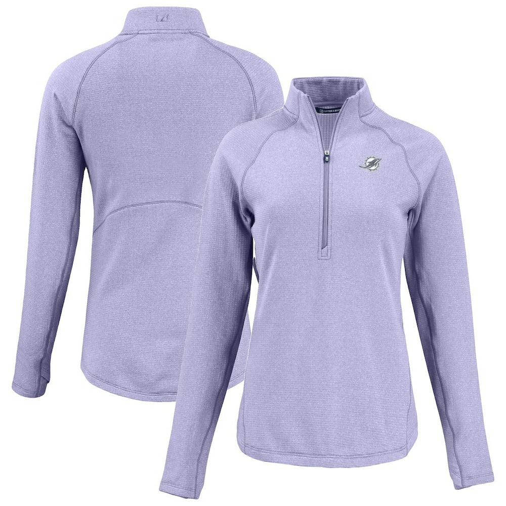Miami Dolphins Cutter & Buck Women's Peshastin Eco Fleece Recycled Half-Zip Top Purple