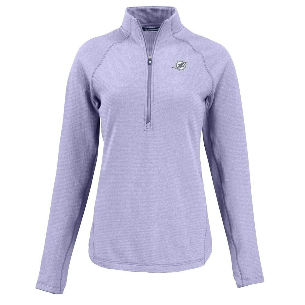 Miami Dolphins Cutter & Buck Women's Peshastin Eco Fleece Recycled Half-Zip Top Purple