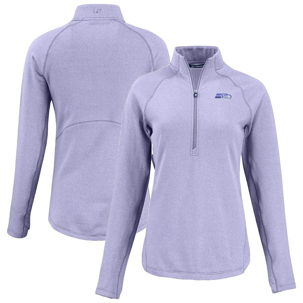 Seattle Seahawks Cutter & Buck Women's Peshastin Eco Fleece Recycled Half-Zip Top Purple