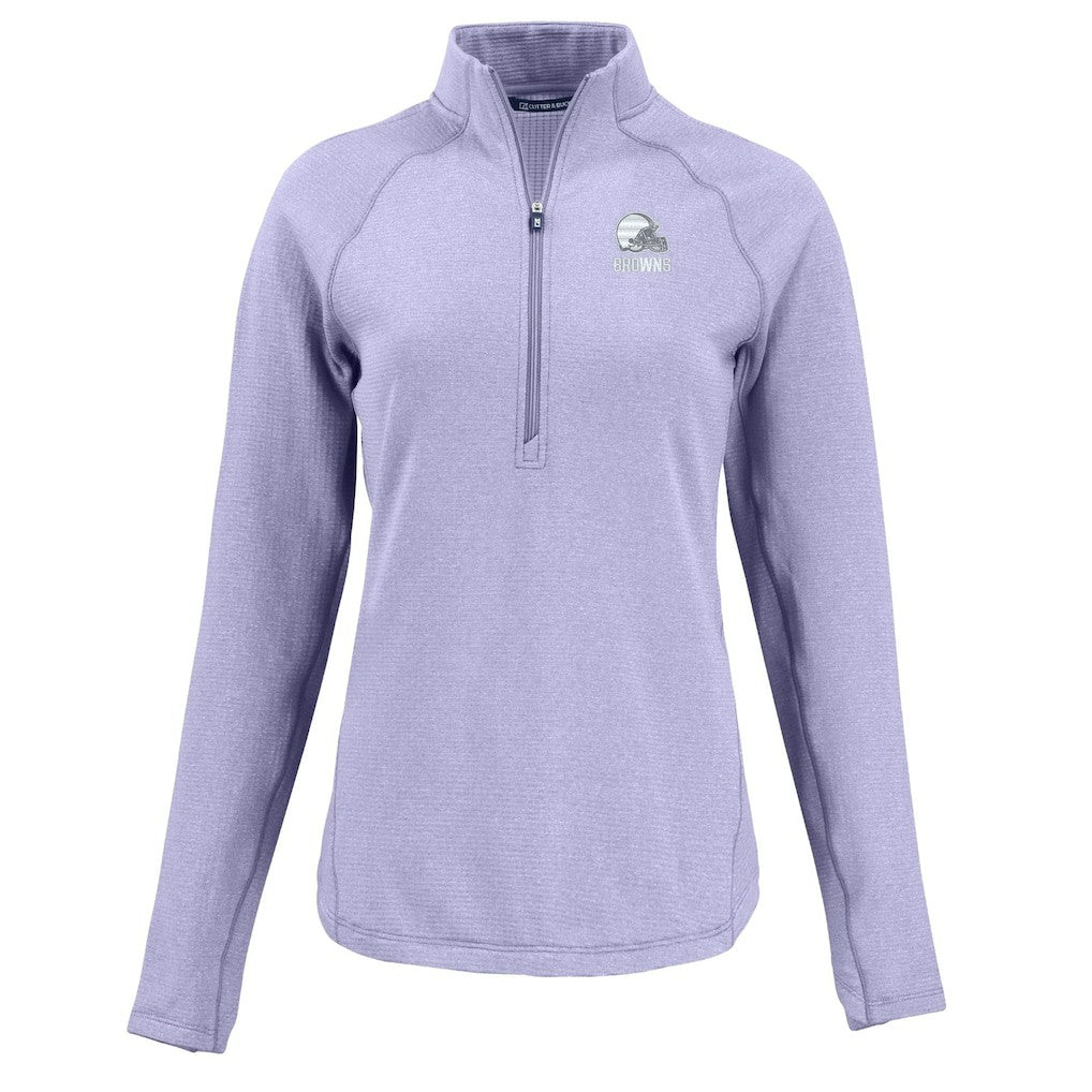 Cleveland Browns Cutter & Buck Women's Peshastin Eco Fleece Recycled Half-Zip Top Purple